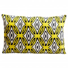 IKAT SILK UNIQUE YELLOW BLACK PATTERN Q409     - CUSHIONS